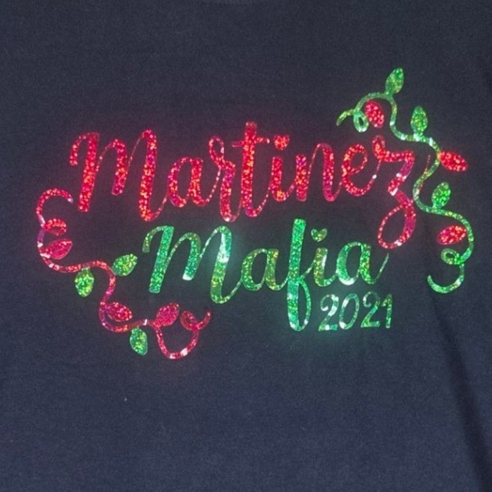 Gildan T-Shirt Mens Large Black Martinez Mafia 2021 Glitter Graphic Tee